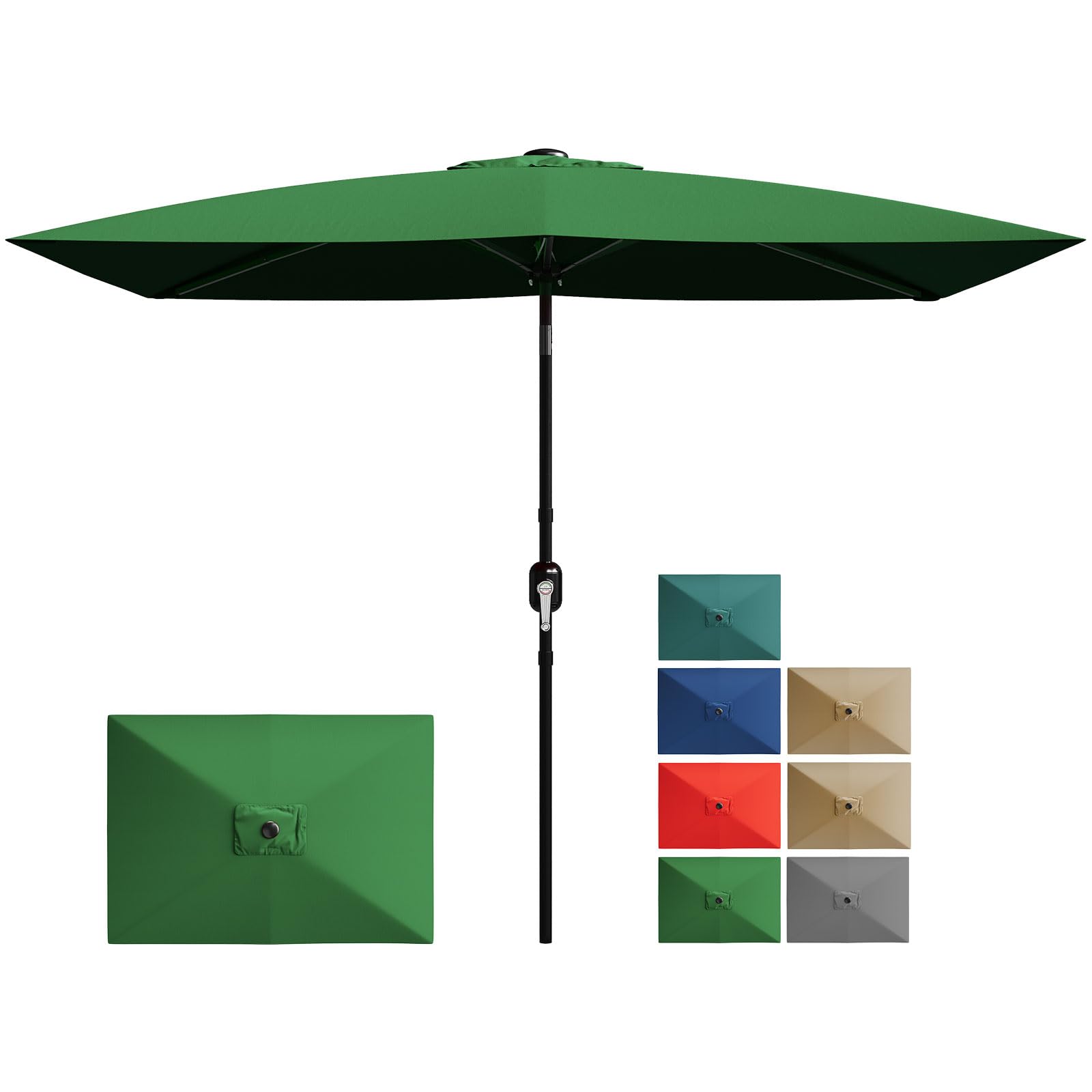 7 ft patio umbrella green Garvee 10' x 6.5' Rectangular Patio Umbrella with Crank and Push Butto