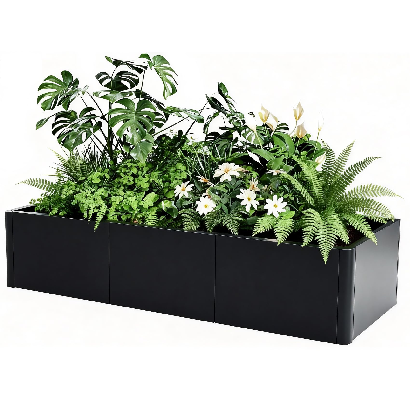 large rectangular indoor planter Garvee 54"x20" Large Rectangular Metal Planter with Rounded Corners fo