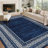 Garvee Modern 10x13 Area Rugs Soft Washable Non Slip Low Pile Blue for Living Room Bedroom Nursery Office - Blue