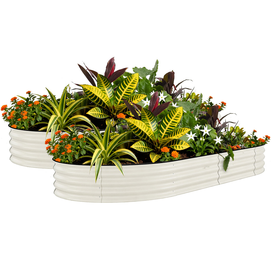 Garvee 2 Pcs 10x4x1.5 ft Raised Garden Beds Outdoor Galvanized Steel Planter Box Beige