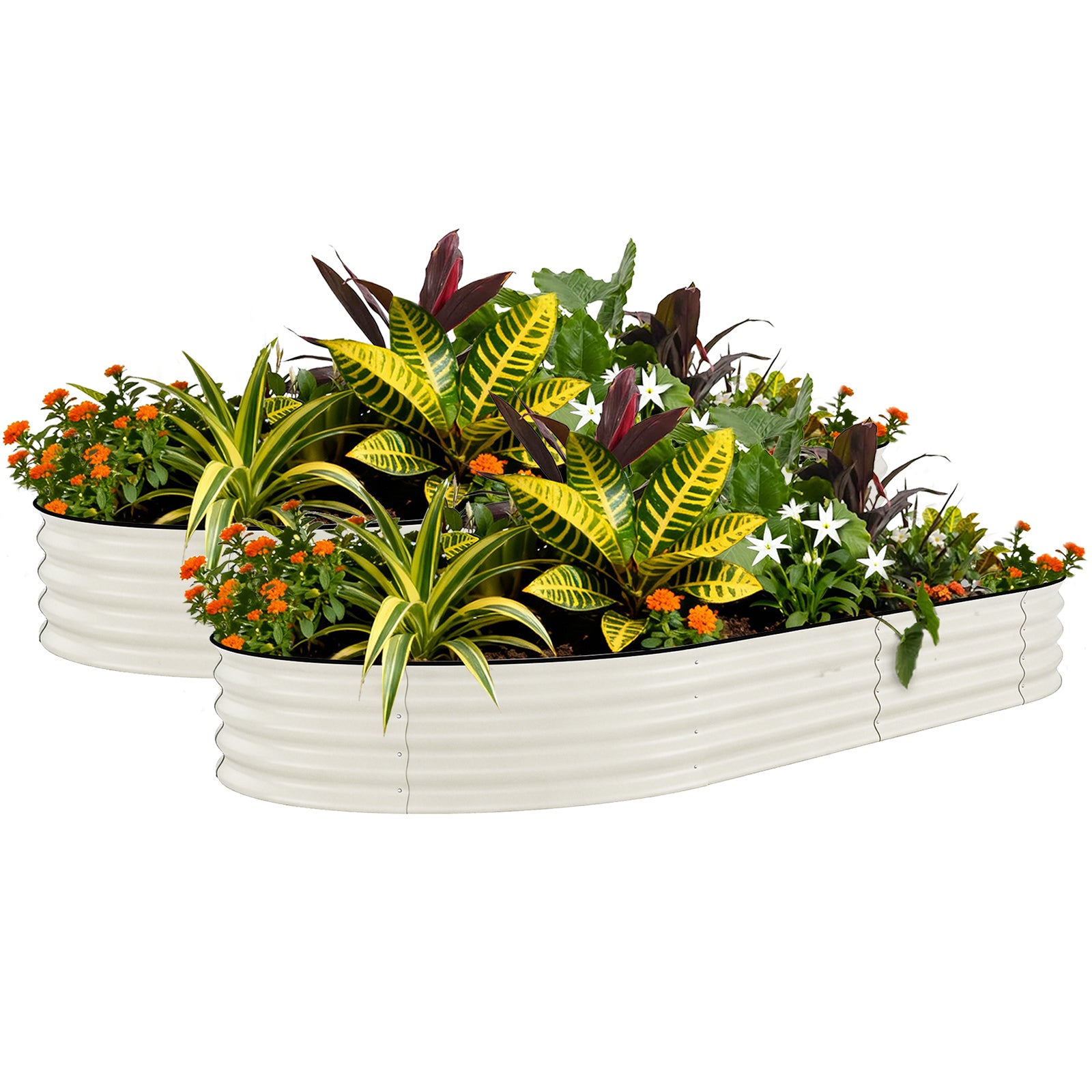 Garvee 2 jardinières surélevées de 3 x 1,2 x 0,45 m en acier galvanisé couleur beige pour extérieur
