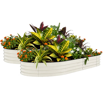 Garvee 2 jardinières surélevées de 3 x 1,2 x 0,45 m en acier galvanisé couleur beige pour extérieur