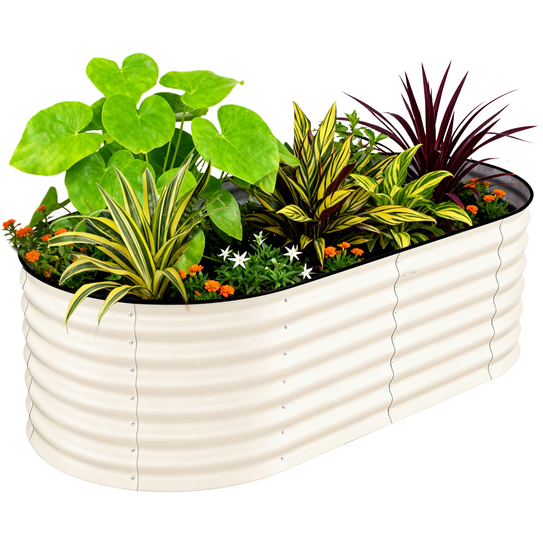 Garvee 6x3x2 ft Galvanized Raised Garden Bed, Rust-Resistant Metal Planter Box for Vegetables, Flowers, Herbs, Beige