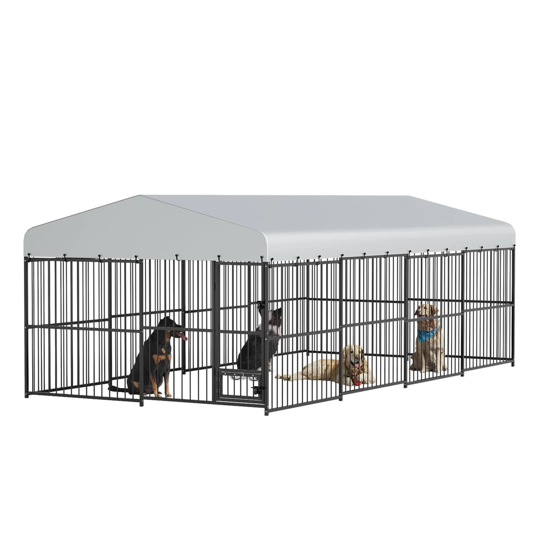 Garvee Outdoor Dog Kennel with Waterproof Canopy Large Dog Enclosures for Garden Backyard Courtyard 10×20×6FT