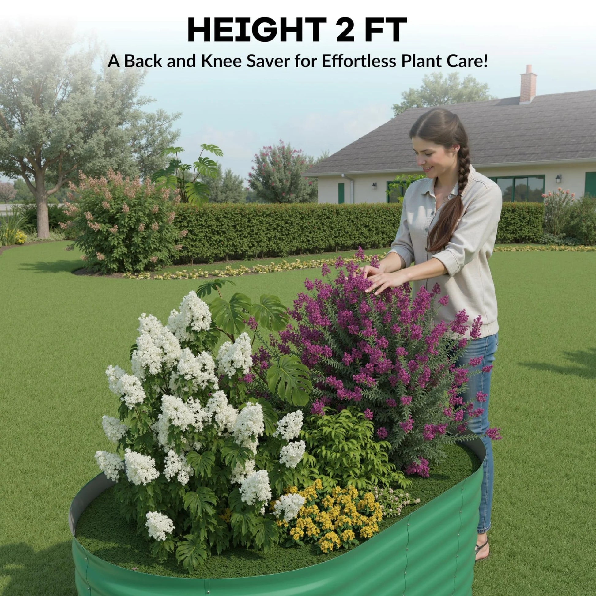 2 ft raised garden bed height for comfortable plant care