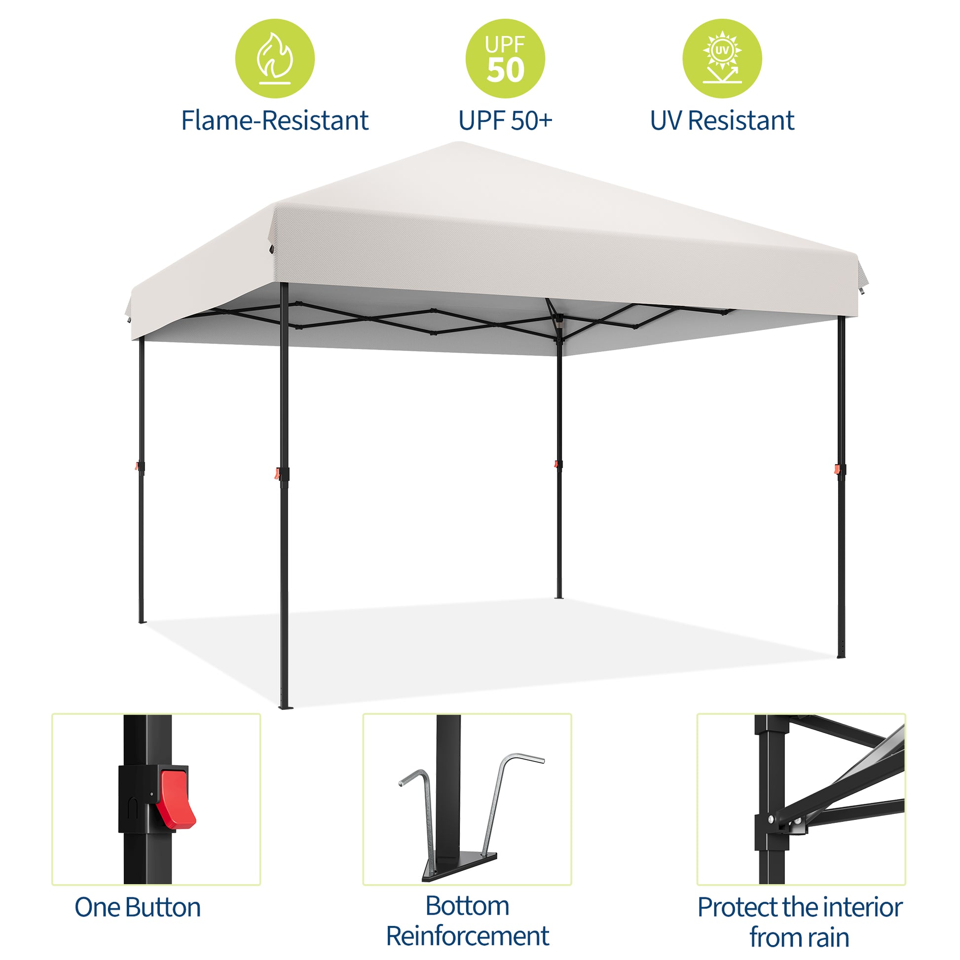 Garvee 10' X 10' Pop Up Canopy Tent Waterproof UV Resistant Commercial Instant Shelter with Carry Bag, White
