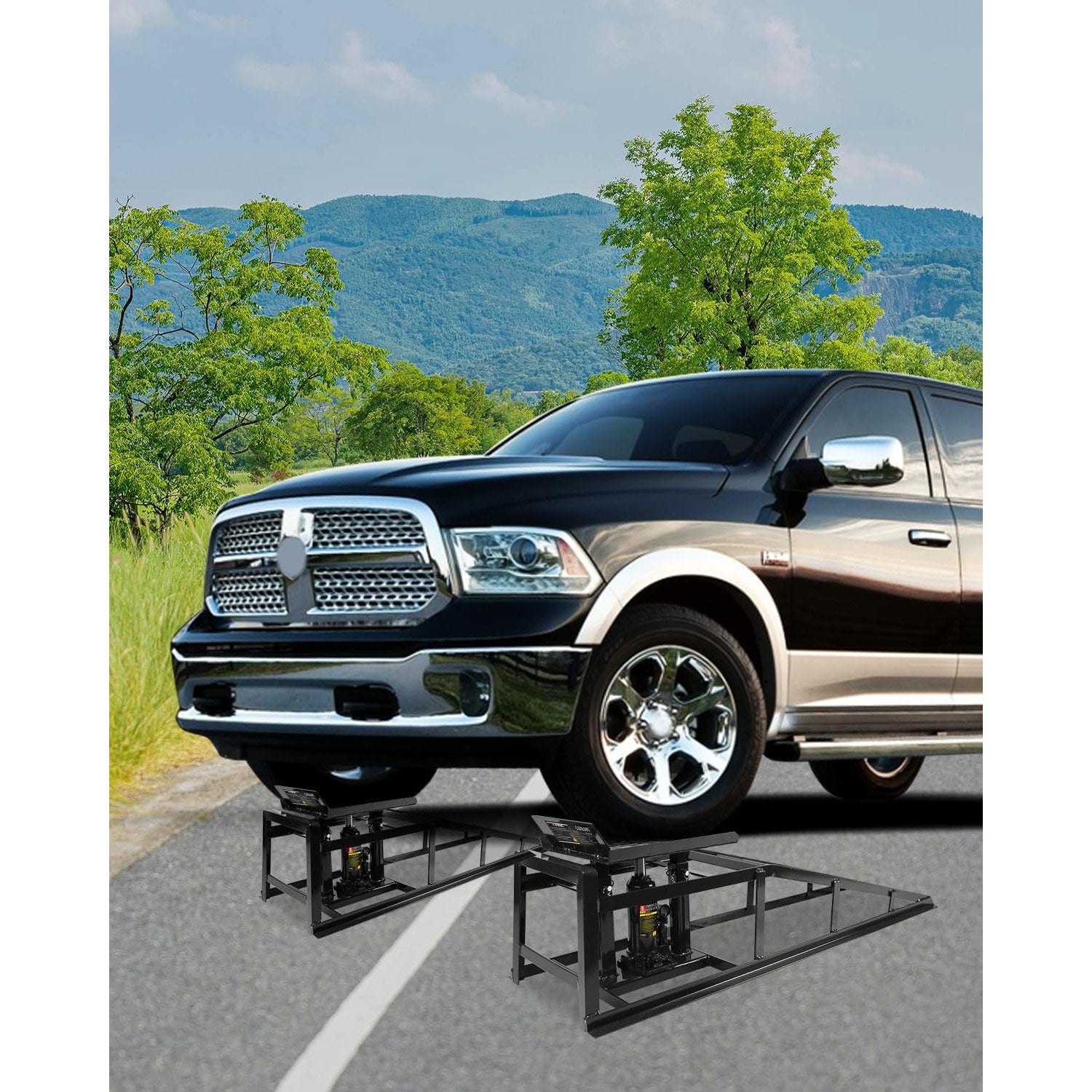 Garvee 2 Pack Hydraulic Car Ramps 5T 11000lbs Low Profile Car Lift Service Ramps for Home Garage Truck Trailer, Adjustable Height Hydraulic Vehicle Ramps