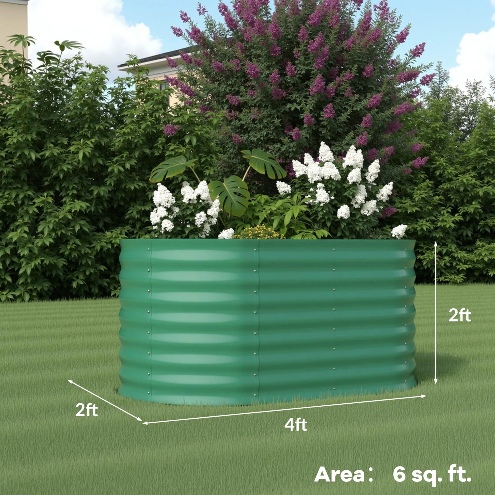 4 ft by 2 ft by 2 ft green raised garden bed dimensions