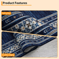 Garvee 2x6 Kitchen Runner Rugs Washable Soft Non Slip Hallway Rug Carpet Indoor Modern Geometric Blue