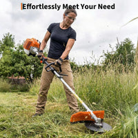 Garvee 43cc 2-Cycle Gas Weed Eater 3-in-1 Multifunctional Brush Cutter 17.3" Cutting Head 10" Grass Trimmer Head