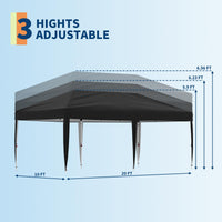 Garvee 10'x 20' Pop up Canopy Tent with 210 D Oxford Fabric, Portable Instant Commercial Canopy Including 12 Stakes 6 Sandbags for Farmers' Market, Wedding Event, Outdoor Camping, Black