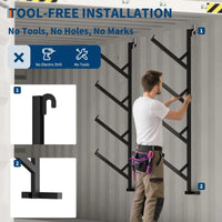 Garvee Lot de 2 supports d'étagère pour conteneur d'expédition, étagères robustes à 4 niveaux, installation sans perçage, capacité de 181 kg, noir
