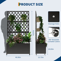 Garvee Galvanized Steel Raised Garden Bed with Trellis, Privacy Screen, Lockable Casters, Drainage Holes, Slim Profile for Patio & Deck