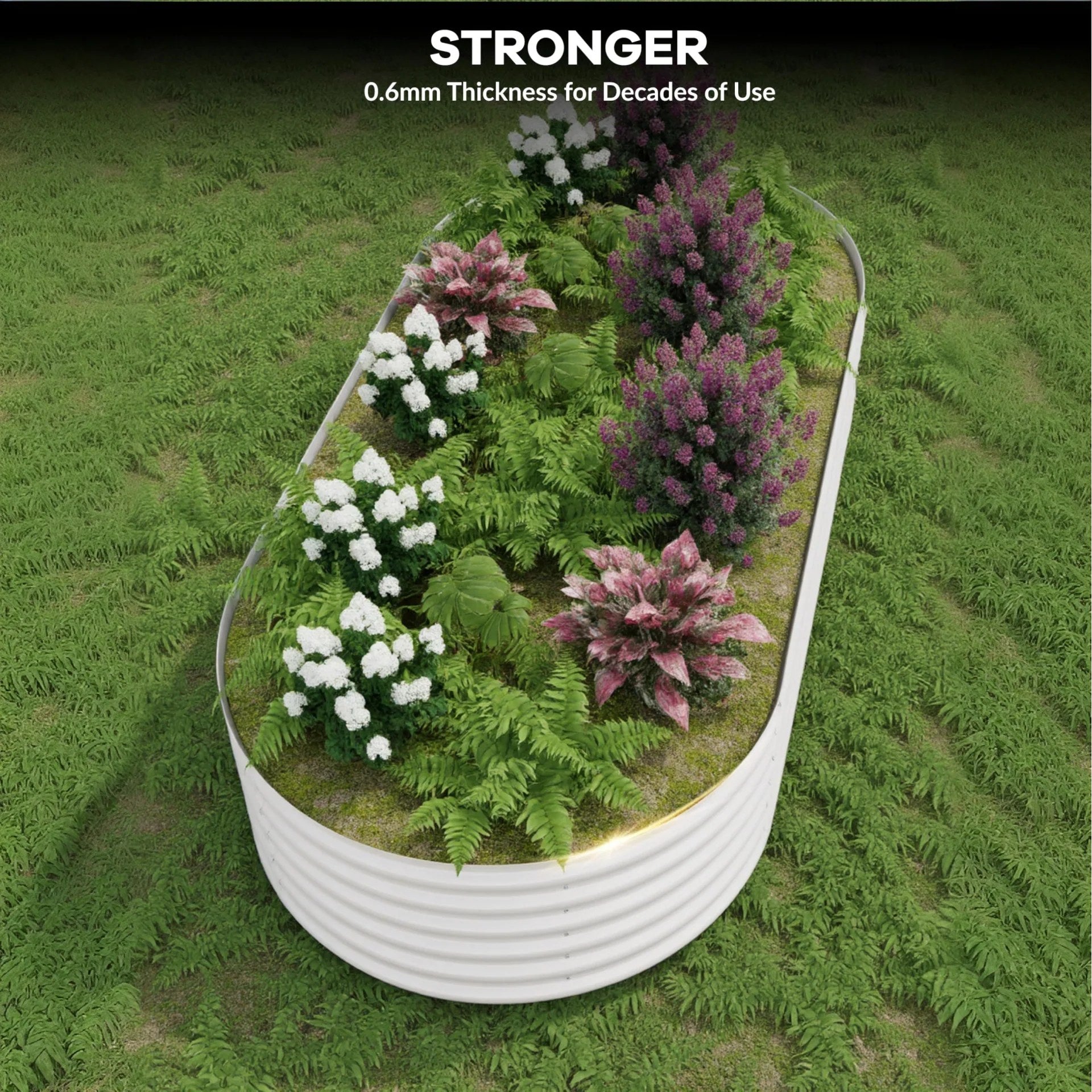 Open bottom beige raised garden bed supporting drainage and root aeration