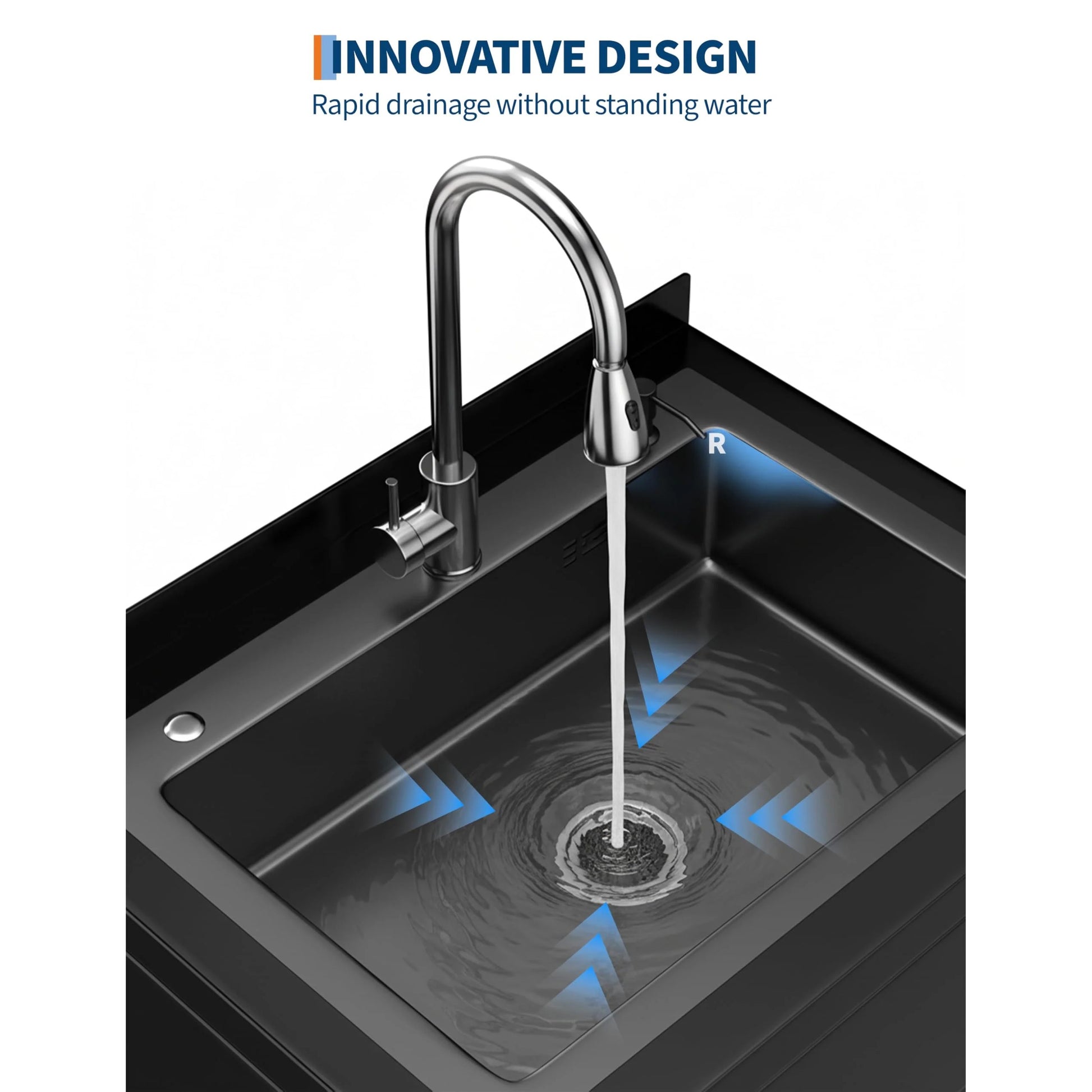 Garvee Stainless Steel Utility Sink with 360° Pull-Out Faucet for Garage Kitchen Bathroom Basement 25.7"x20.7"x39.5" Black