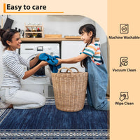 Garvee 2x6 Kitchen Runner Rugs Washable Soft Non Slip Hallway Rug Carpet Indoor Modern Geometric Blue