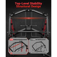Garvee Power Cage Racks de puissance multifonctionnels avec système de croisement de câbles pour salle de sport à domicile 1600 LBS Rouge