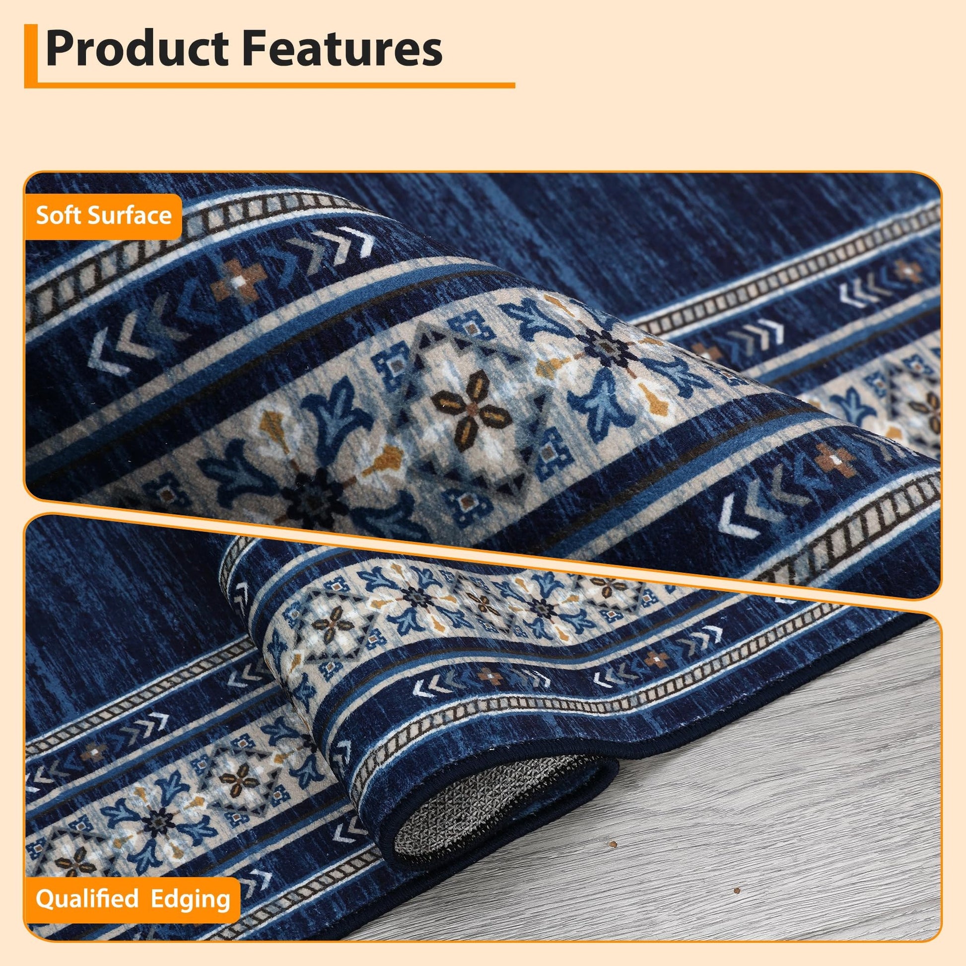 Garvee Modern 10x13 Area Rugs Soft Washable Non Slip Low Pile Blue for Living Room Bedroom Nursery Office
