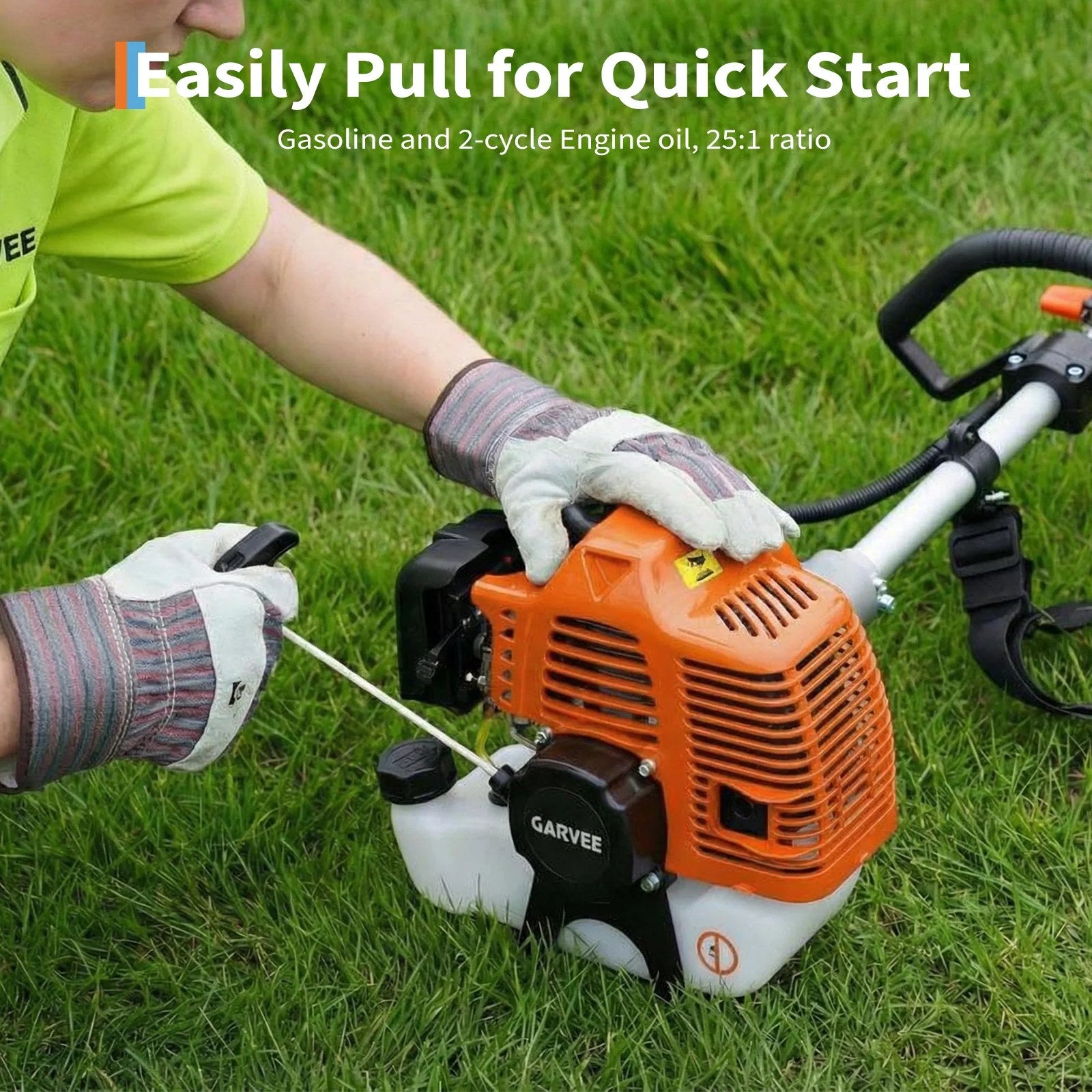 Garvee 43cc 2-Cycle Gas Weed Eater 3-in-1 Multifunctional Brush Cutter 17.3" Cutting Head 10" Grass Trimmer Head