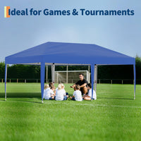Garvee 10' X 20' Pop up Canopy Tent with 210 D Oxford Fabric, Portable Instant Commercial Canopy Including 12 Stakes 6 Sandbags for Farmers' Market, Wedding Event, Outdoor Camping-Blue