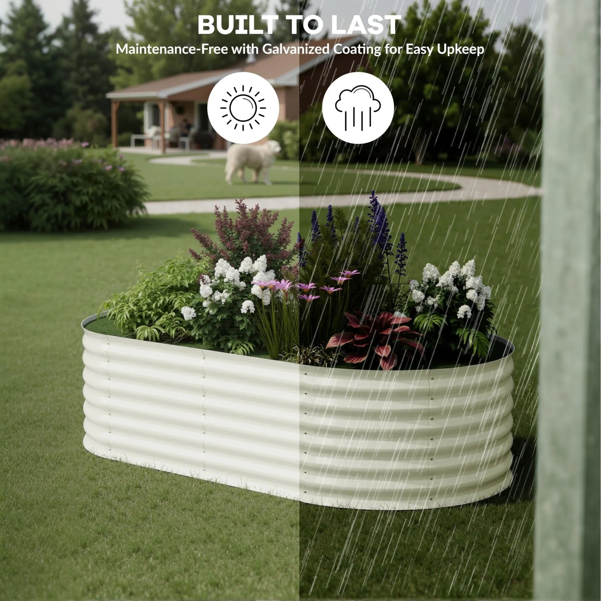 Beige raised garden bed panels prepared for bolt connection assembly