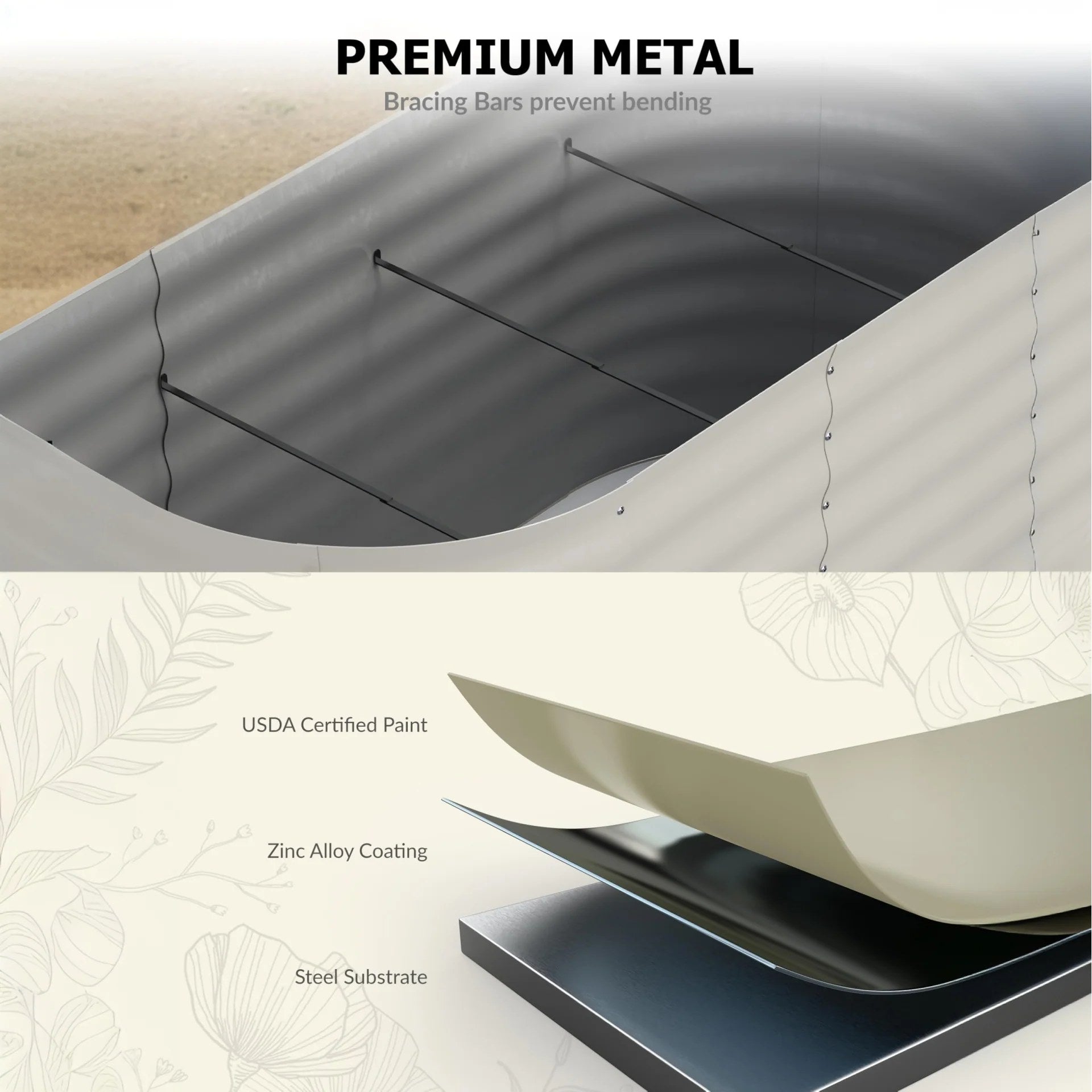 Beige raised garden bed panels designed for simple outdoor assembly