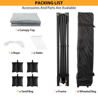 Tonnelle instantanée Garvee 3x3 m – Abri solaire portable étanche avec sac à roulettes, sacs de sable et piquets pour pique-nique, camping et événements en plein air, gris