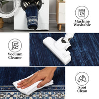 Garvee 2x6 Kitchen Runner Rugs Washable Soft Non Slip Hallway Rug Carpet Indoor Modern Geometric Blue