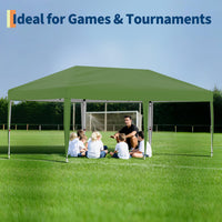 Garvee 10' X 20' Pop up Canopy Tent with 210 D Oxford Fabric, Portable Instant Commercial Canopy Including 12 Stakes 6 Sandbags for Farmers' Market, Wedding Event, Outdoor Camping, Green