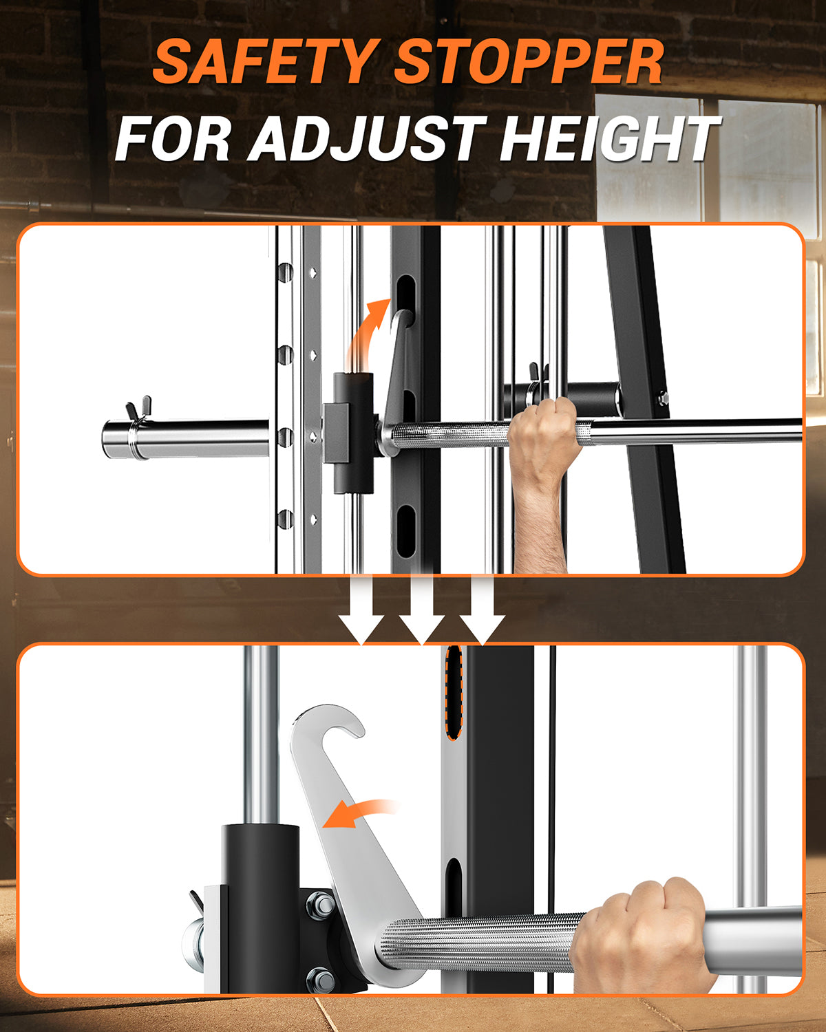 Garvee Smith Machine All-in-One Power Cage with LAT Pull-Down Cable Crossover Squat Rack Weight Bar Adjustable Height 2mm Steel