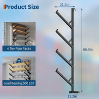 Garvee Lot de 2 supports d'étagère pour conteneur d'expédition, étagères robustes à 4 niveaux, installation sans perçage, capacité de 181 kg, noir