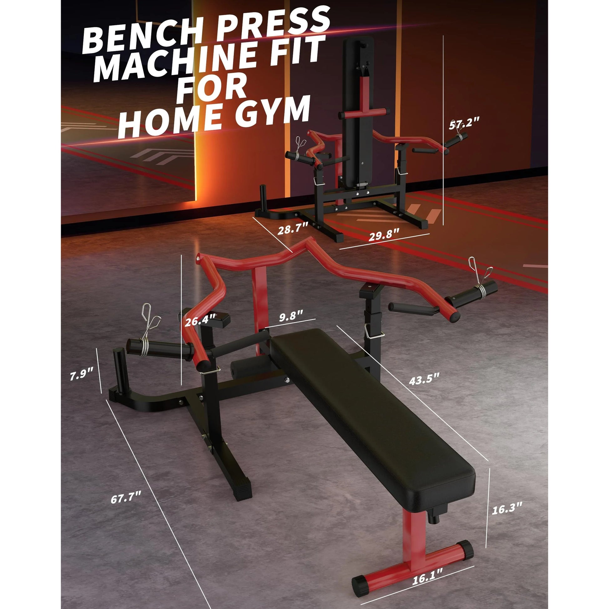 Garvee Chest Press Machine Heavy-Duty Steel Adjustable Bench for Chest Arms Shoulder Home Gym Foldable Black