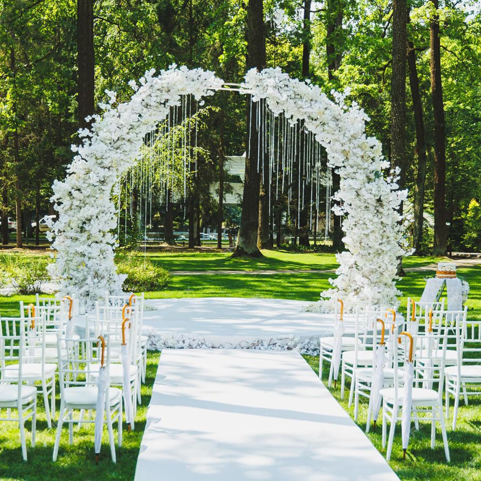 Garvee Metal Garden Arch Trellis 9.8'x7.2' Weatherproof Rust-Resistant Metal Sturdy Square Base Easy Assembly Outdoor Wedding Party Decor
