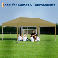 Tonnelle escamotable Garvee 10'x 20' avec toile Oxford 210 D, auvent commercial instantané portable comprenant 12 piquets et 6 sacs de sable pour marché fermier, événement de mariage, camping en plein air, kaki