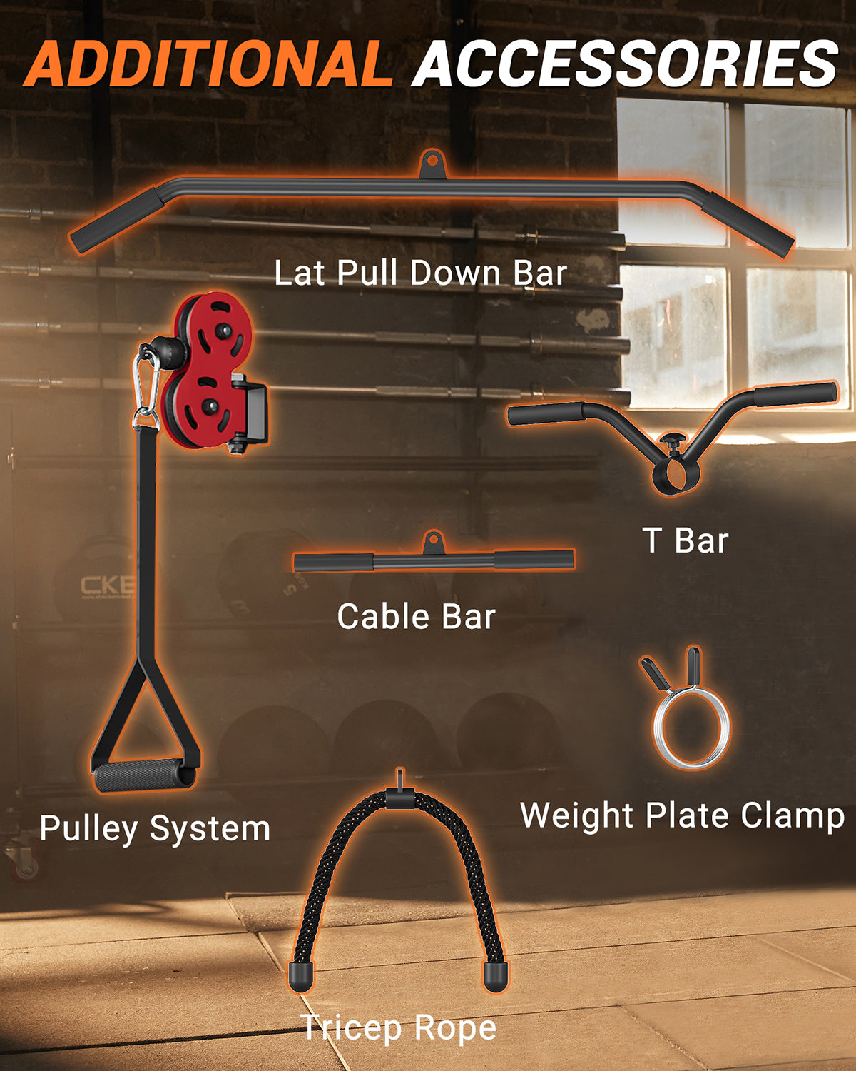 Garvee Smith Machine All-in-One Power Cage with LAT Pull-Down Cable Crossover Squat Rack Weight Bar Adjustable Height 2mm Steel