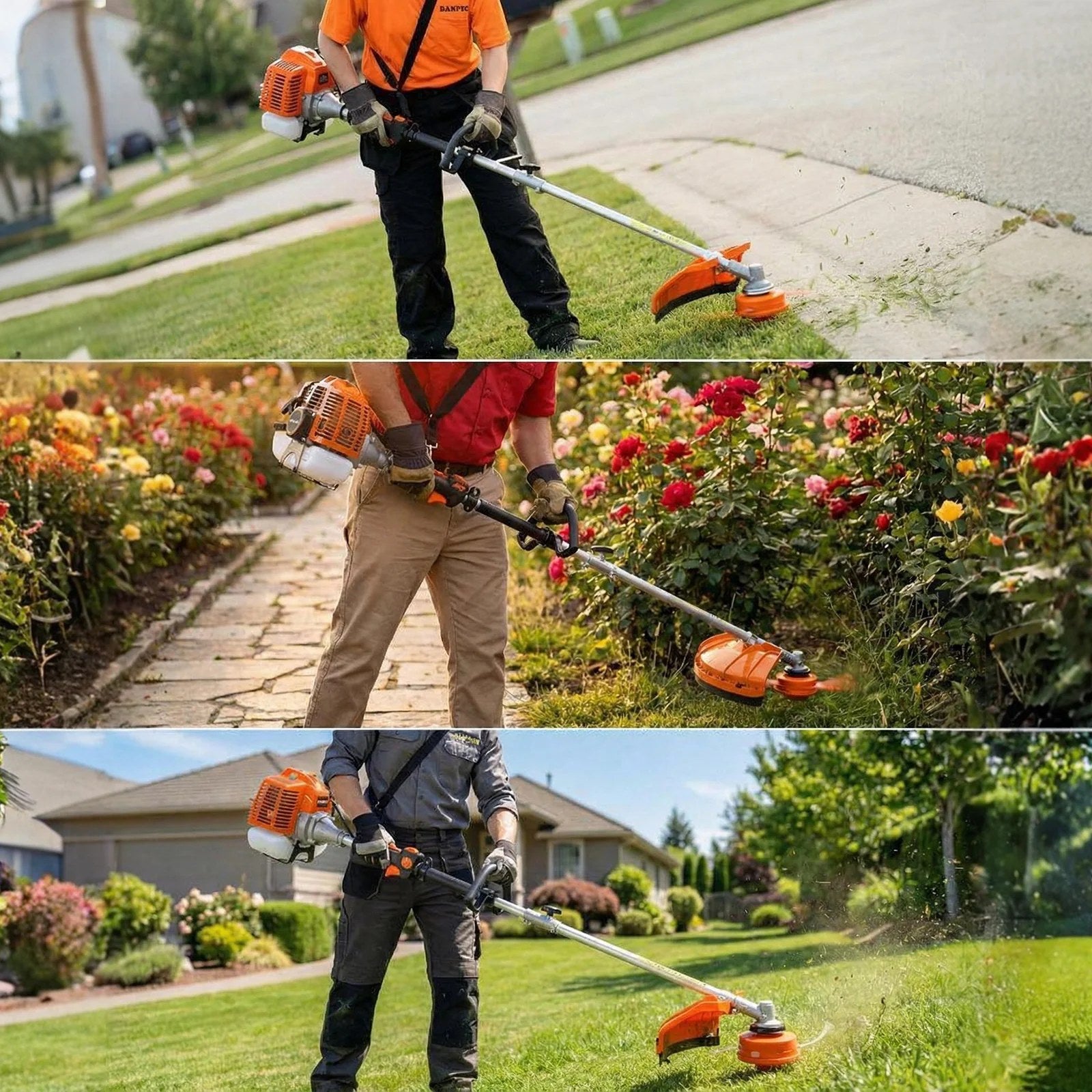 Garvee 43cc 2-Cycle Gas Weed Eater 3-in-1 Multifunctional Brush Cutter 17.3" Cutting Head 10" Grass Trimmer Head