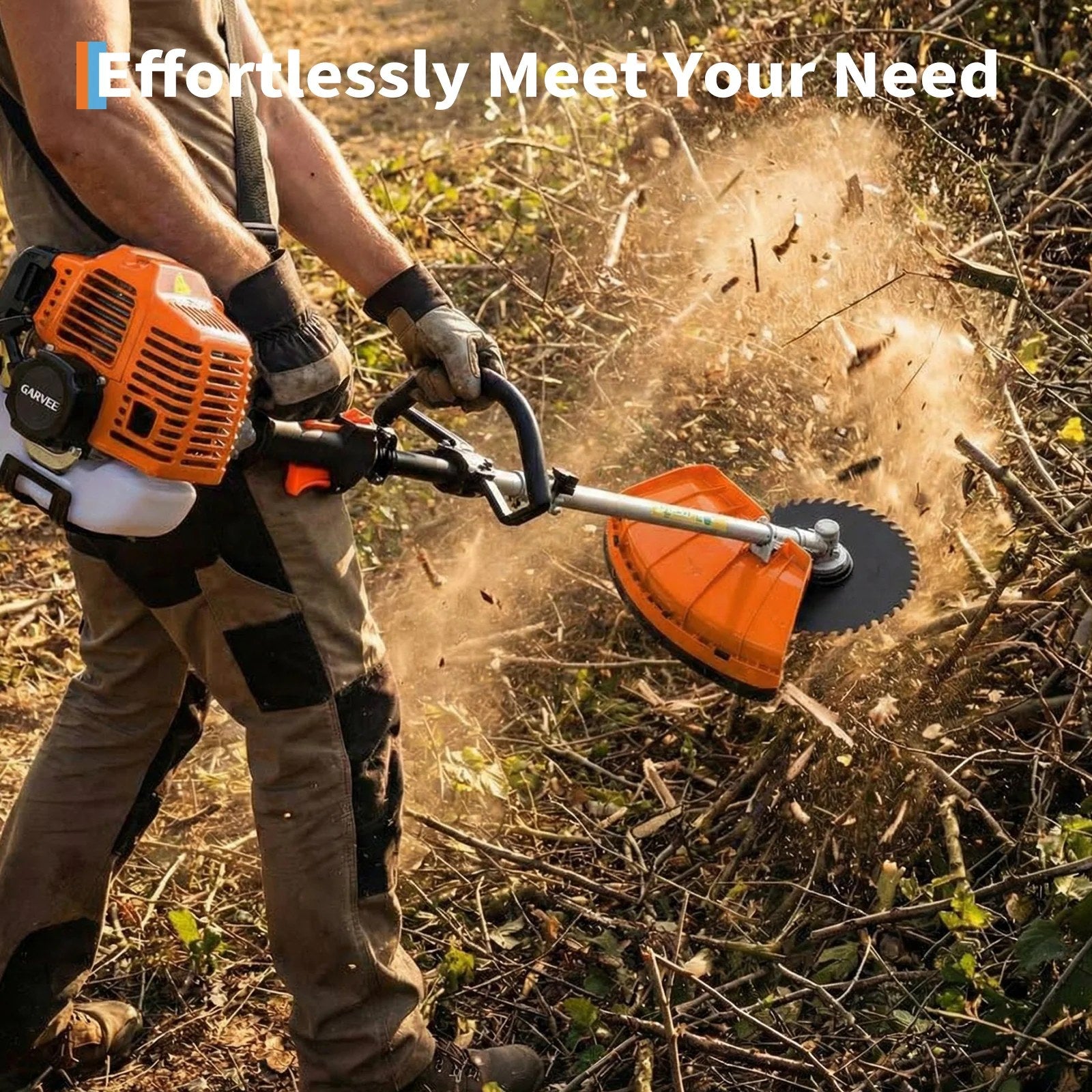 Garvee 52cc 2-Cycle Gas Weed Eater, 3-in-1 Multifunctional Brush Cutter & Trimmer for Professional Greenery Trimming, 17.3" Cutting Head, 10" Trimmer Head, Backpack Design