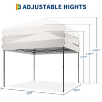 Garvee 10' X 10' Pop Up Canopy Tent Waterproof UV Resistant Commercial Instant Shelter with Carry Bag, White