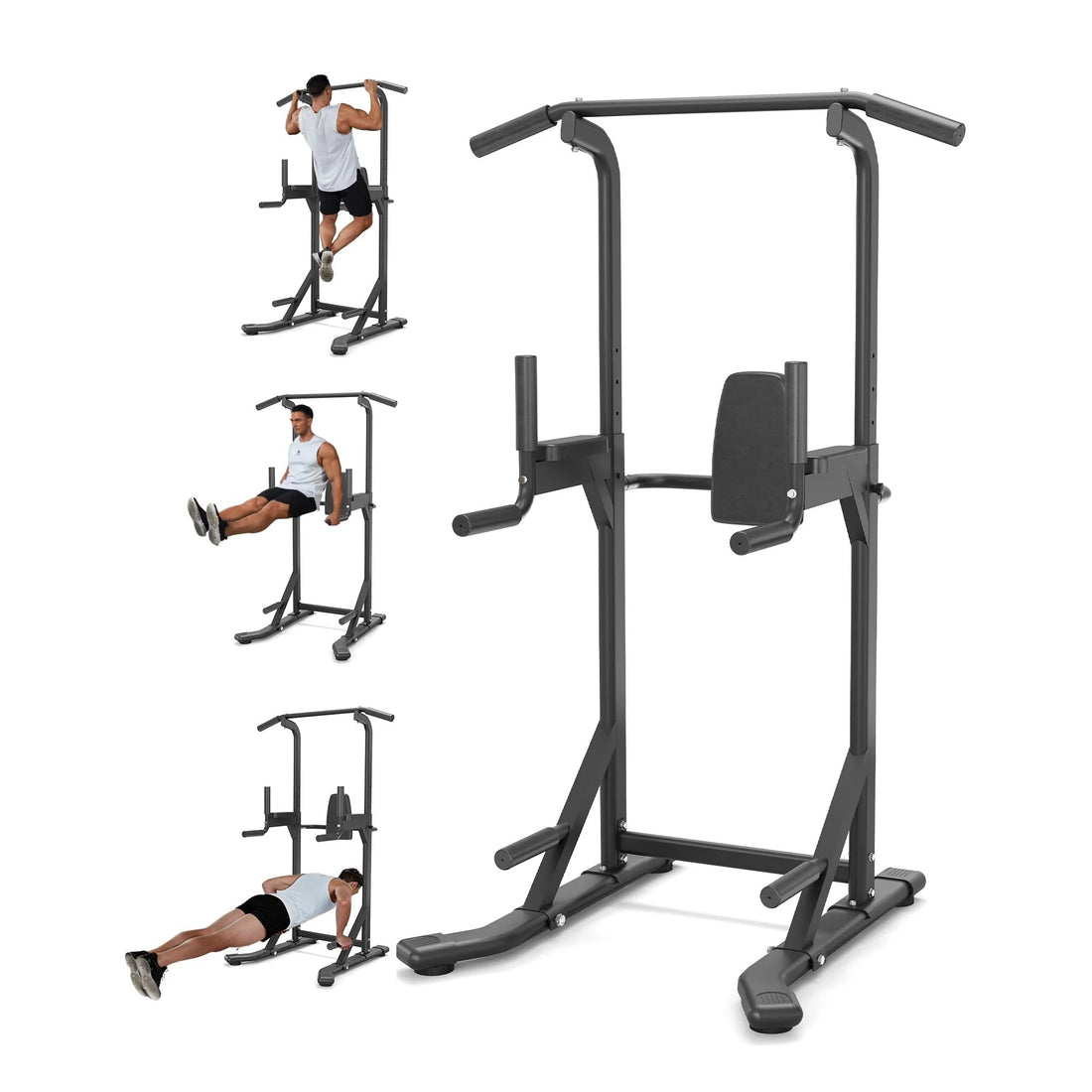 Garvee Pull Up Bar Free Standing Workout Equipment Power Tower Dip Station Home Gym 450LBS Black