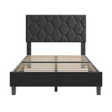 Garvee Beige Twin Bed Frame Upholstered Heavy-Duty Platform Adjustable Headboard Twin Size - Beige Linen