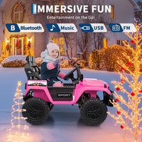 Garvee Ride - P Series: 24V Ride On Car, 4WD 2 Seater Kids' Electric Vehicle Truck with Remote Control, Adjustable Footwell Ride On Truck, 3 Speeds, Led Lights, Bluetooth, Pink