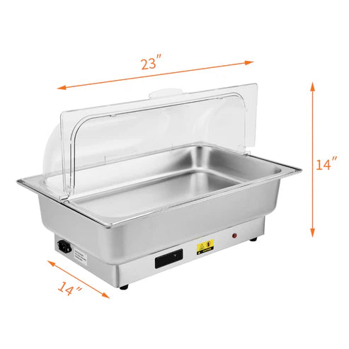 Garvee 9QT(2×1/2Pan)Electric Chafing Dish with Temperature Control, Stainless Steel Buffet Servers and Warmers, Electric Chafing Dish Set with Temperature Control for Catering