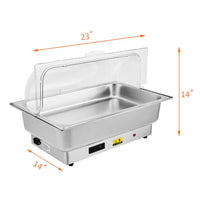 Garvee 9QT(2×1/2Pan)Electric Chafing Dish with Temperature Control, Stainless Steel Buffet Servers and Warmers, Electric Chafing Dish Set with Temperature Control for Catering