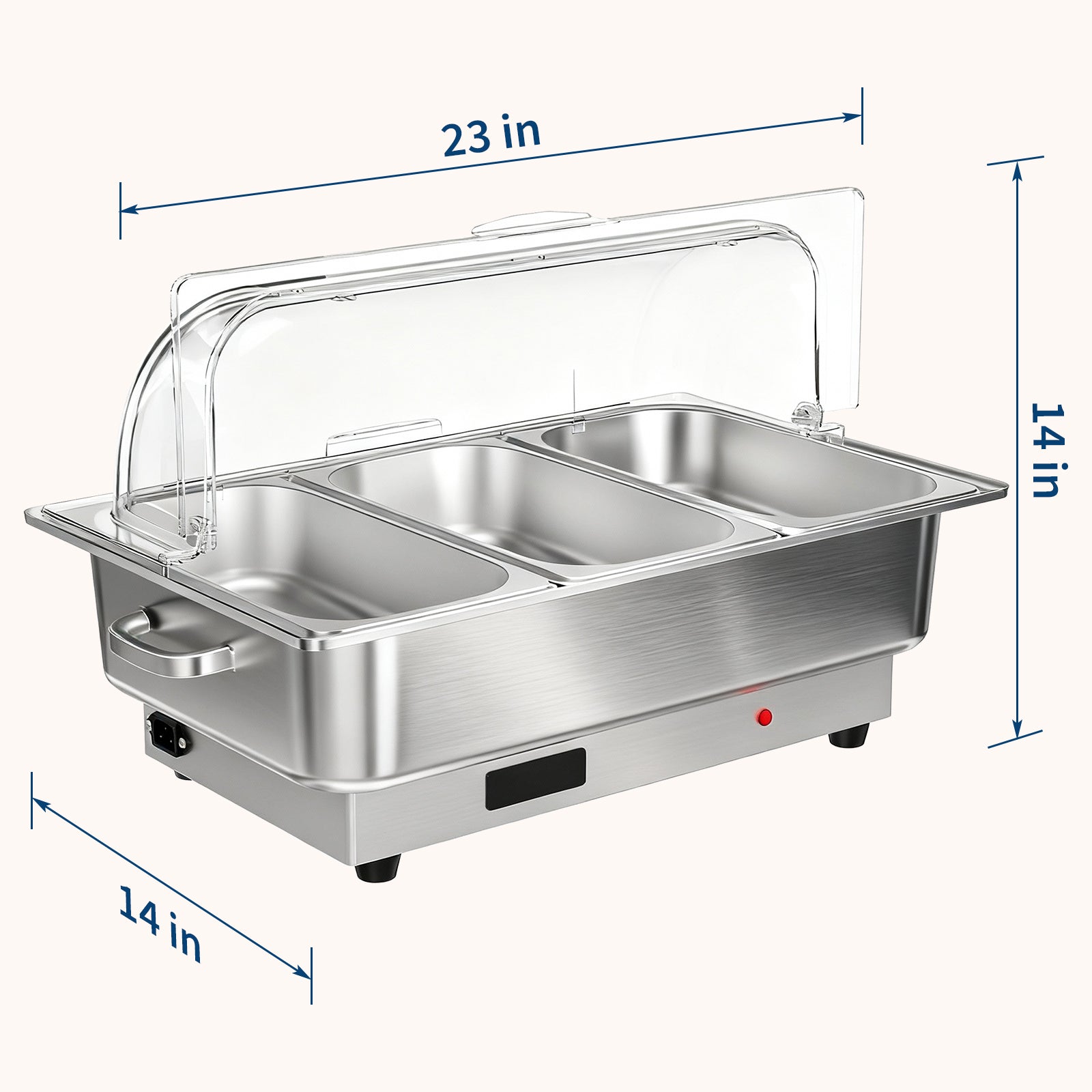 Garvee 9L (3 bacs 1/3) Plats Chauffants Électriques avec Contrôle de la Température, Buffets et Chauffe-Plats en Acier Inoxydable, pour la Restauration