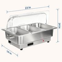 Garvee 9L (3 bacs 1/3) Plats Chauffants Électriques avec Contrôle de la Température, Buffets et Chauffe-Plats en Acier Inoxydable, pour la Restauration