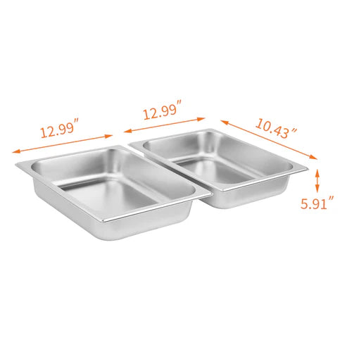 Garvee 9QT(2×1/2Pan)Electric Chafing Dish with Temperature Control, Stainless Steel Buffet Servers and Warmers, Electric Chafing Dish Set with Temperature Control for Catering