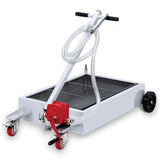 Garvee Hand Pump & Hose Oil Drain Pan with 15 Gal Low Profile & 8 Ft Hose - Silver - Silver-Manual