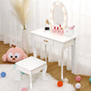 Garvee Kids' Vanity Table and Chair Set with Mirror, Cirls' Makeup Dressing Table with Touch Lights & Wood Makeup Playset, Pretend Play, Princess Vanity Table for kids, Toddlers, Age 4-9, White