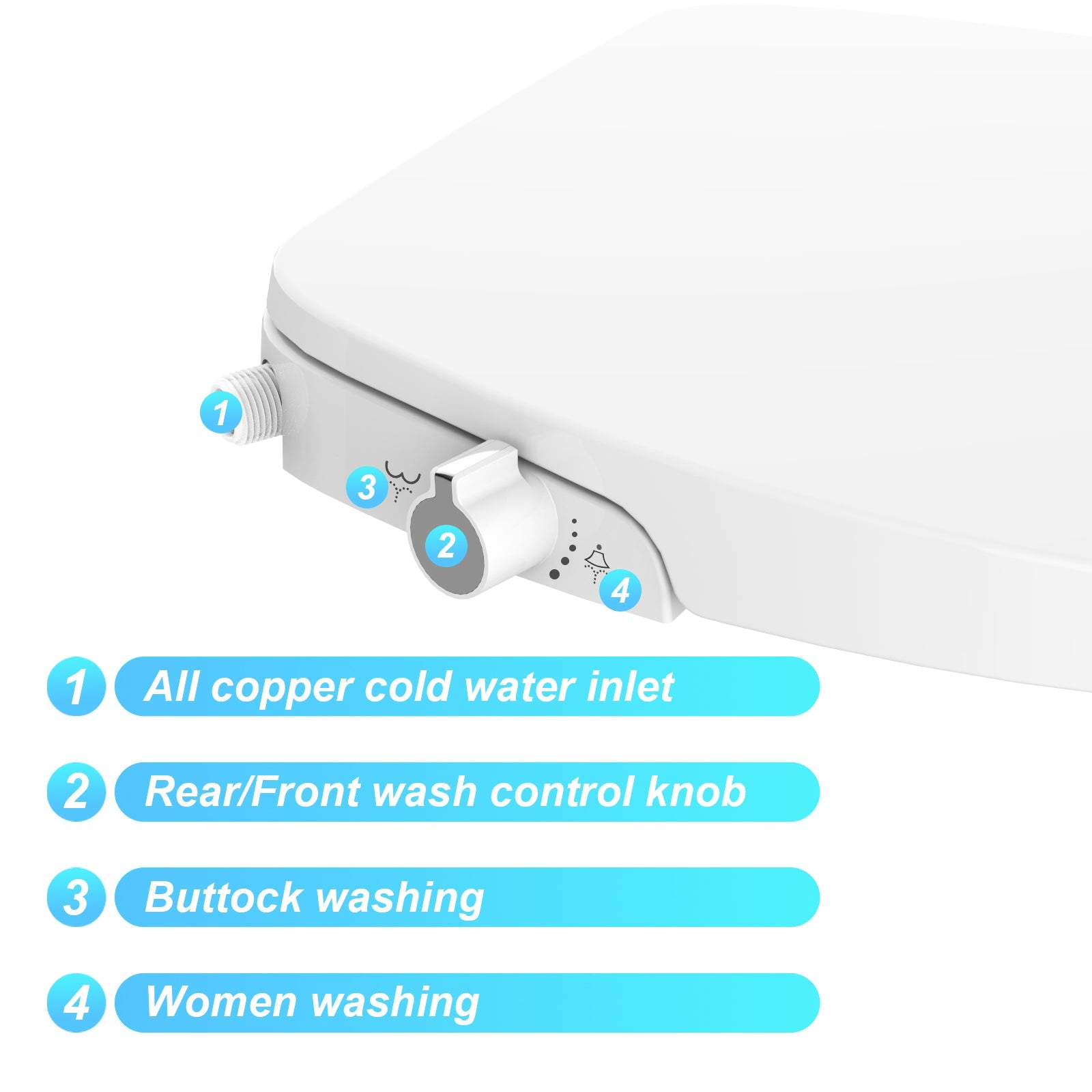 Control knob for rear and front wash modes