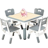 Garvee Square Kids Table and Chairs Set, 60 x 60CM, Height Adjustable Desk with 4 Seats, Graffiti Desktop, Non-Slip Legs, Multi-Activity Table for Classrooms Daycares Home - Light Gray Color - Light Gray
